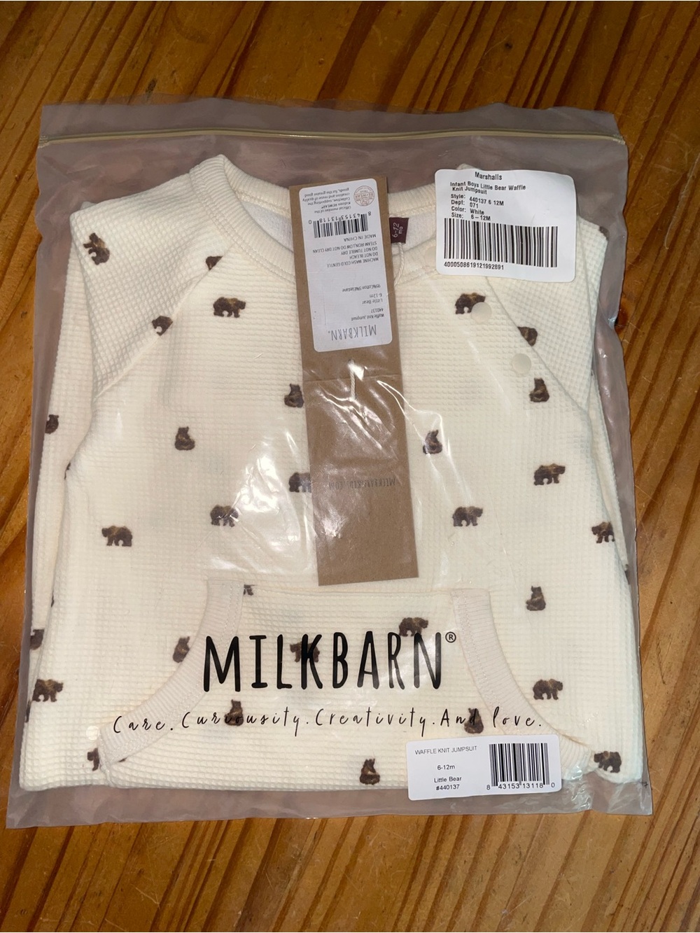 MILKBARN Infant Boys Little Bear Waffle Knit Jumpsuit & Jacket Sz 6-12 Mon NWT